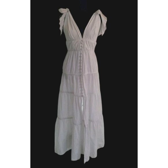 Luxxel Dresses & Skirts - Womens Romantic Cotton Linen Tiered Cottagecore Maxi Dress Wedding Large White